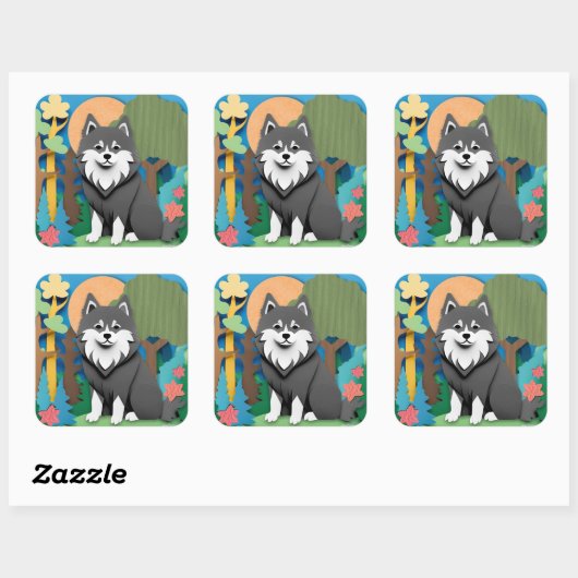 FINSE langhond Vierkante Sticker (Vel)