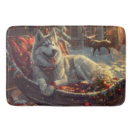 Finse Laphond Honden Kerst Feestelijk Badmat (Voorkant)