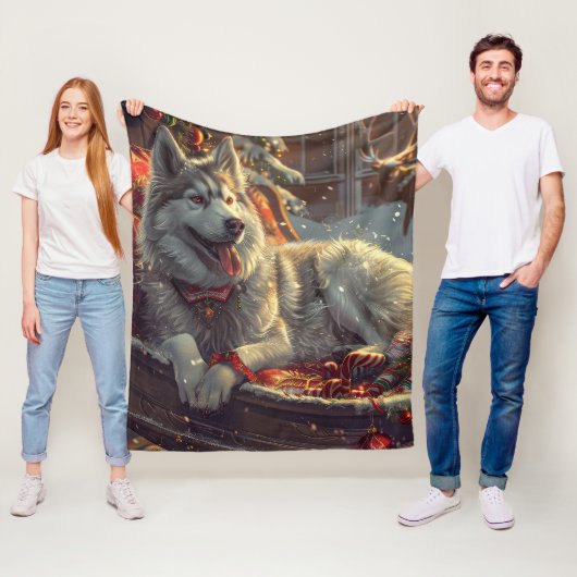 Finse Laphond Honden Kerst Feestelijk Fleece Deken (In situ)