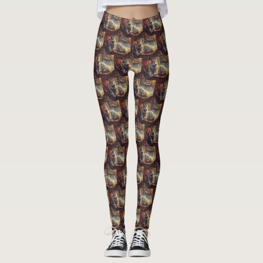 Finse Laphond Honden Kerst Feestelijk Leggings (Voorkant)