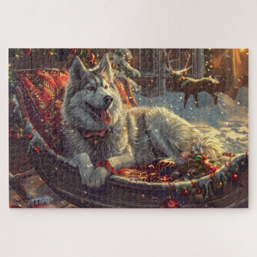 Finse Laphond Honden Kerst Feestelijk Legpuzzel (Horizontaal)
