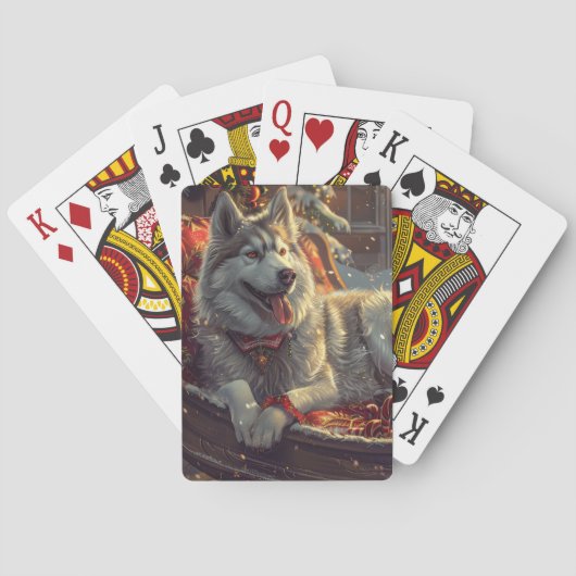 Finse Laphond Honden Kerstfeest Pokerkaarten (Achterkant)