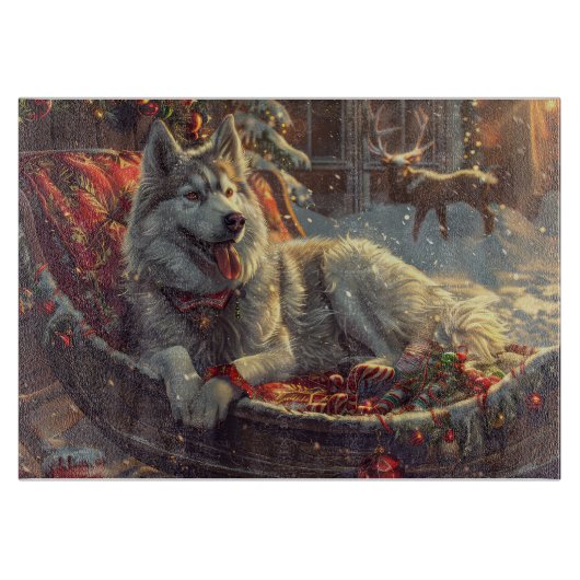 Finse Laphond Honden Kerstfeest Snijplank (Voorkant)