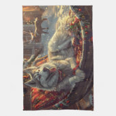 Finse Laphond Honden Kerstfeest Theedoek (Verticaal)