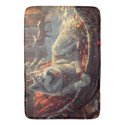 Finse Laphund hond Kerstmis Feest Badmat (Voorkant Verticaal)