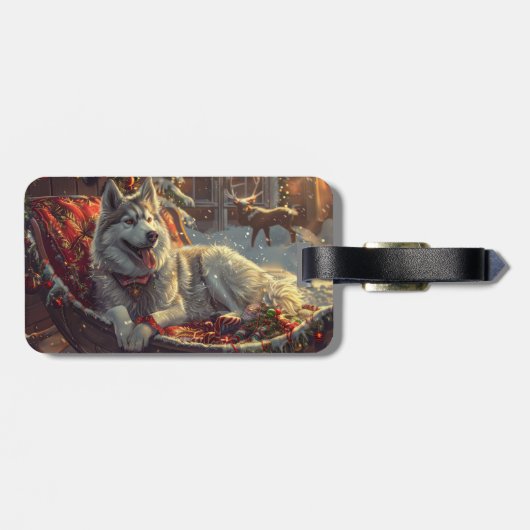 Finse Laphund hond Kerstmis Feest Bagagelabel (Achterkant horizontaal)