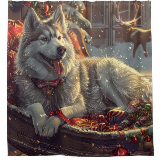 Finse Laphund hond Kerstmis Feest Douchegordijn (Voorkant)