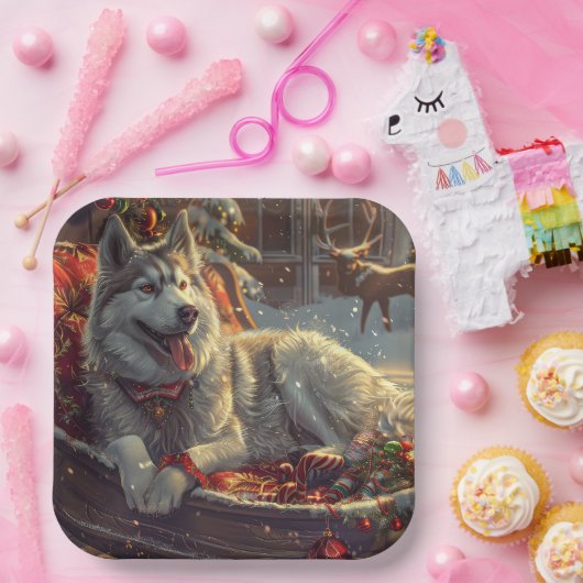 Finse Laphund hond Kerstmis Feest Papieren Bordje (Feest)