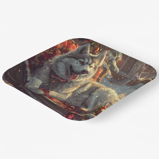 Finse Laphund hond Kerstmis Feest Papieren Bordje (Gebogen)