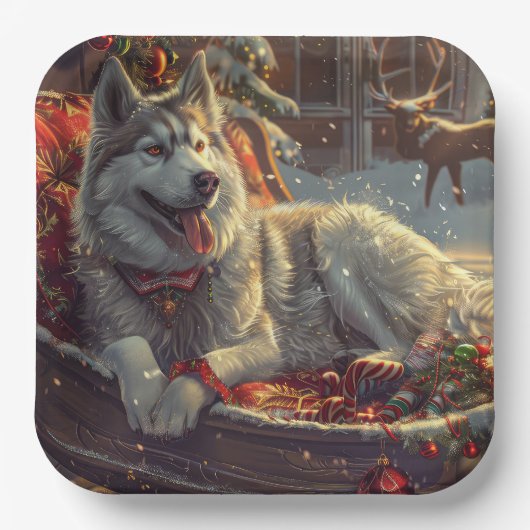 Finse Laphund hond Kerstmis Feest Papieren Bordje (Voorkant)