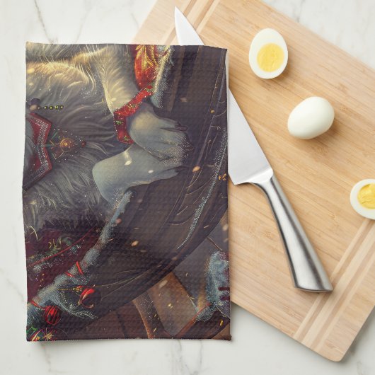 Finse Laphund hond Kerstmis Feest Theedoek (Quarter Fold)