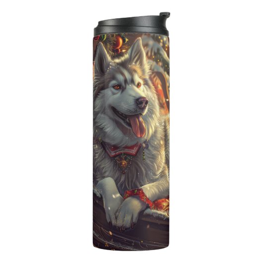 Finse Laphund hond Kerstmis Feest Thermosbeker (Gedraaid links)