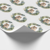 Finse lappenhonden Kerstkrans Festieve Pup Cadeaupapier (Hoek)