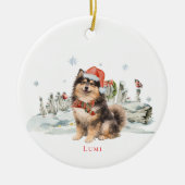 Finse Lapphond Honden Monogram Keramisch Ornament (Voorkant)