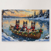 Finse Lapphond Kerstboot Vakantie Legpuzzel (Horizontaal)