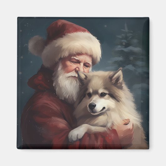 Finse Lapphond Kerstman Festive Kerstmis Magneet (Voorkant)