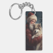 Finse Lapphond Kerstman Festive Kerstmis Sleutelhanger (Voorkant Links)