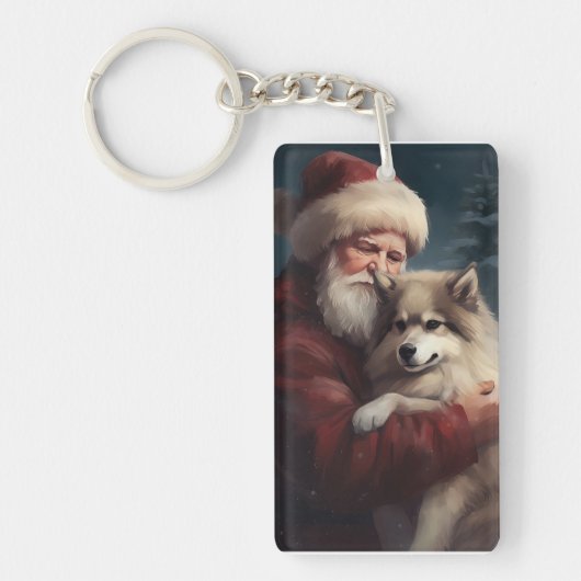 Finse Lapphond Kerstman Festive Kerstmis Sleutelhanger (Voorkant)