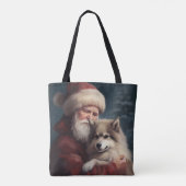 Finse Lapphond Kerstman Festive Kerstmis Tote Bag (Achterkant)