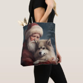 Finse Lapphond Kerstman Festive Kerstmis Tote Bag (Dichtbij)