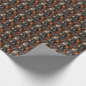 Finse Lapphond met kerstcadeau open haard Cadeaupapier (Hoek)