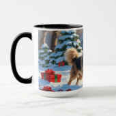 Finse Lapphond Rent Sneeuw met Kerstmuts Mok (Links)