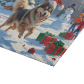 Finse Lapphond Rent Sneeuw met Kerstmuts Snijplank (Hoek)