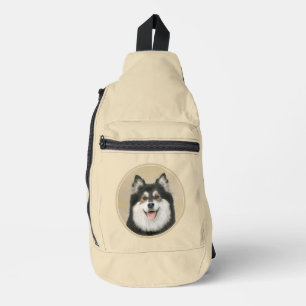Finse Lapphond Schildering Zwart en Lichtbruine Ho Sling Bag
