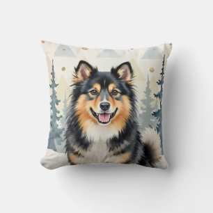 Finse Lapphund Aquarel Noords Patroon Kunst Kussen