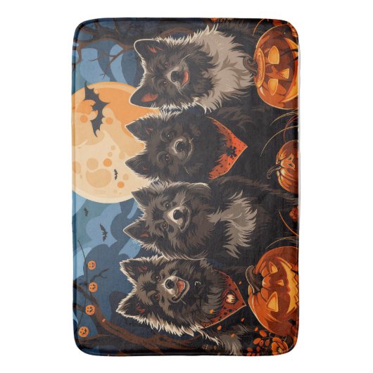 Finse Lapphund Halloween Spooky Badmat (Voorkant Verticaal)