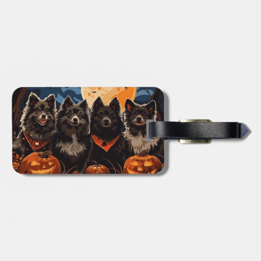 Finse Lapphund Halloween Spooky Bagagelabel (Achterkant horizontaal)