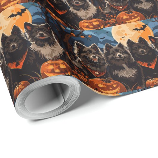 Finse Lapphund Halloween Spooky Cadeaupapier (Rol Hoek)