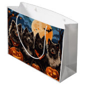Finse Lapphund Halloween Spooky Groot Cadeauzakje (Achterkant Gekanteld)