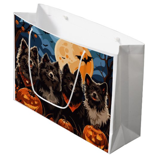 Finse Lapphund Halloween Spooky Groot Cadeauzakje (Voorkant Gekanteld)