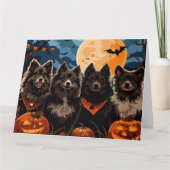 Finse Lapphund Halloween Spooky Kaart (Voorkant)