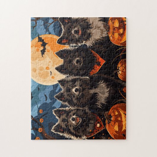 Finse Lapphund Halloween Spooky Legpuzzel (Verticaal)