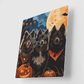 Finse Lapphund Halloween Spooky Vierkante Klok (Hoek)