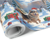 Finse Lapphund Hardloopsneeuw met kerst Pet Cadeaupapier (Rol Hoek)
