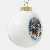 Finse Lapphund Hardloopsneeuw met kerst Pet Keramische Bal Ornament (Links)