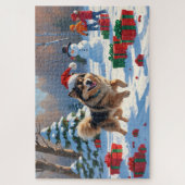 Finse Lapphund Hardloopsneeuw met kerst Pet Legpuzzel (Verticaal)