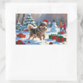 Finse Lapphund Hardloopsneeuw met kerst Pet Rechthoekige Sticker (Tas)