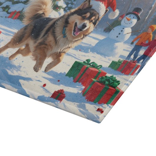 Finse Lapphund Hardloopsneeuw met kerst Pet Snijplank (Hoek)
