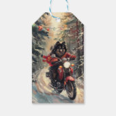 Finse Lapphund Hond Rijden Motorfiets Kerstmis Cadeaulabel (Achterkant)