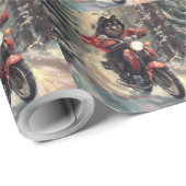 Finse Lapphund Hond Rijden Motorfiets Kerstmis Cadeaupapier (Rol Hoek)