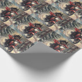 Finse Lapphund Hond Rijden Motorfiets Kerstmis Cadeaupapier (Hoek)