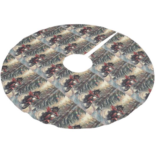 Finse Lapphund Hond Rijden Motorfiets Kerstmis Kerstboom Rok (Gekanteld)