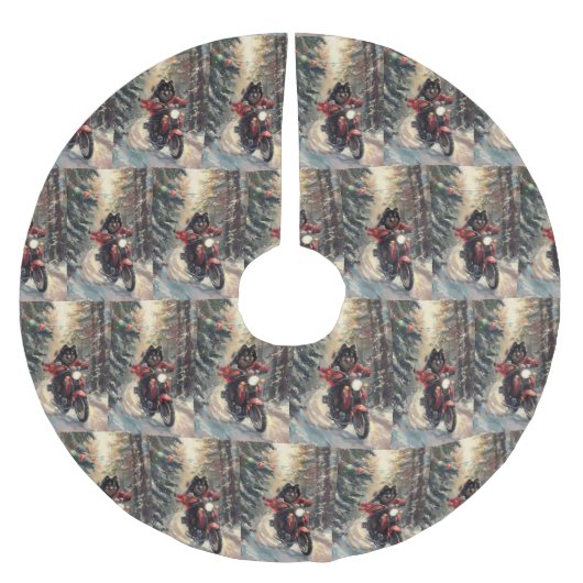 Finse Lapphund Hond Rijden Motorfiets Kerstmis Kerstboom Rok (Voorkant)