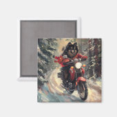 Finse Lapphund Hond Rijden Motorfiets Kerstmis Magneet (Voorkant / Achterkant)