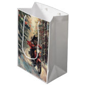 Finse Lapphund Hond Rijden Motorfiets Kerstmis Medium Cadeauzakje (Voorkant Gekanteld)