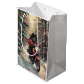 Finse Lapphund Hond Rijden Motorfiets Kerstmis Medium Cadeauzakje (Achterkant Gekanteld)